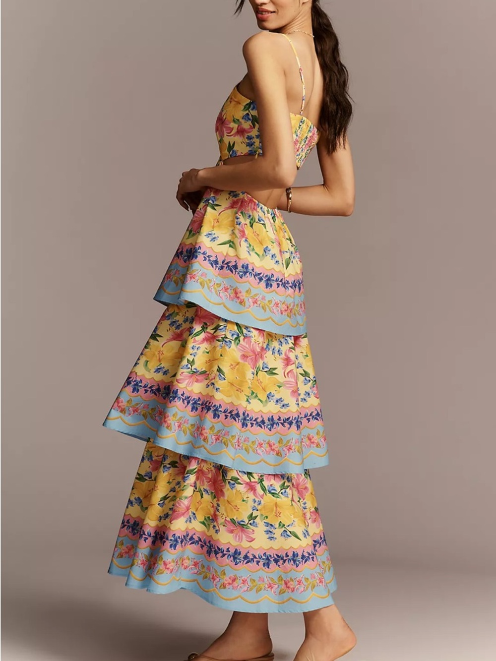 Farm Rio x Anthropologie Cotton Tiered Maxi Dress Size Large NWT - Picture 2 of 11